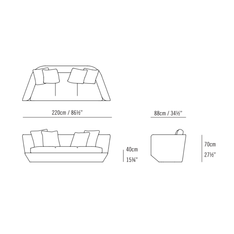 Aura Sofa Sofa Bensen 3 Seat Sofa Kvadrat Maple 192 