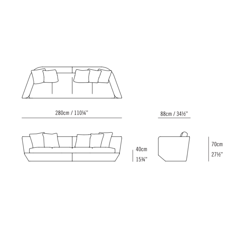 Aura Sofa Sofa Bensen 4 Seat Sofa Kvadrat Maple 192 