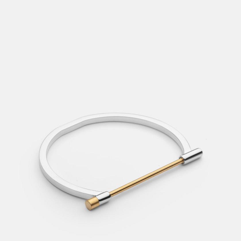 Omega Bangle, Polished Steel and Gold Plated Bracelet Skultuna Medium