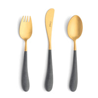 Alice Children's Set Silverware Cutipol Brushed Gold/Dk Grey  