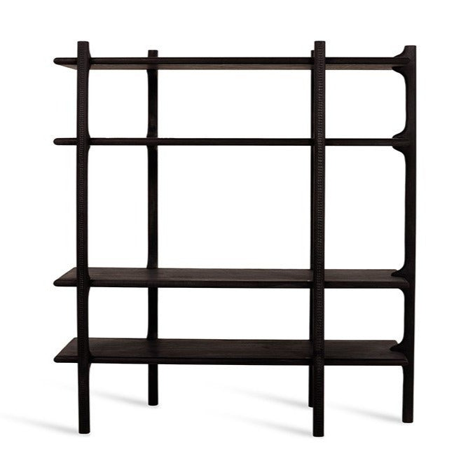 Tara Shelving System Furniture Zanat 49" W x 14" D x 63.5" H Maple Black Stain 