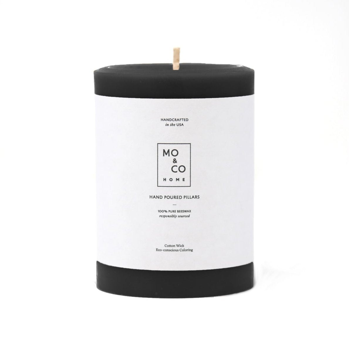 Charcoal Beeswax Pillar Candle Candle Mo & Co Home 3" x 4"  