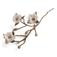 Magnolia Branch Felt Flowers Gry & Sif White  