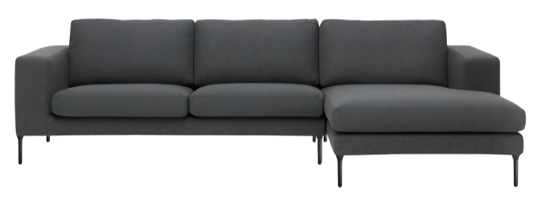 Neo Sectional Sofa Bensen Right Luna 2 4012 Black Nickel