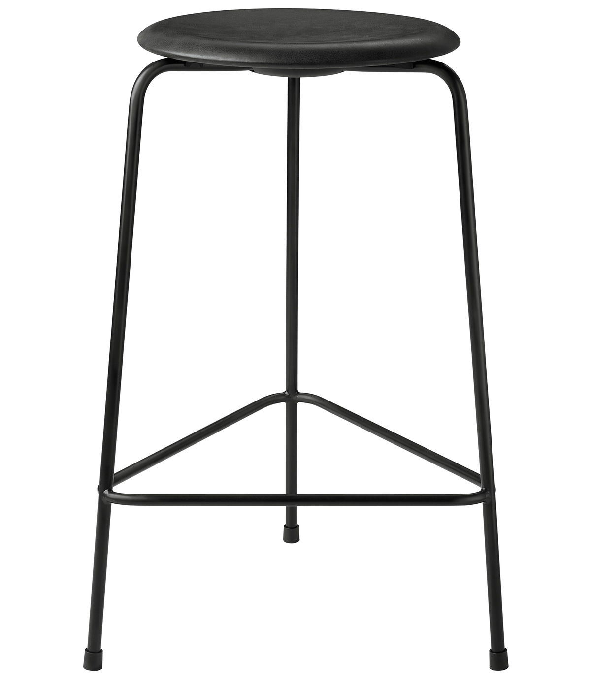 High Dot™ Stool FRITZ HANSEN Black leather & Black Powdercoated Base  