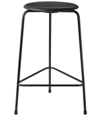 High Dot™ Stool FRITZ HANSEN Black leather & Black Powdercoated Base  