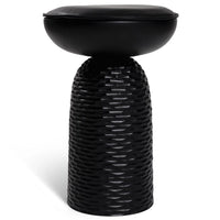 Nera Stool Demo Zanat Full Base Carved Cuts Maple Black Stain No leather cushion