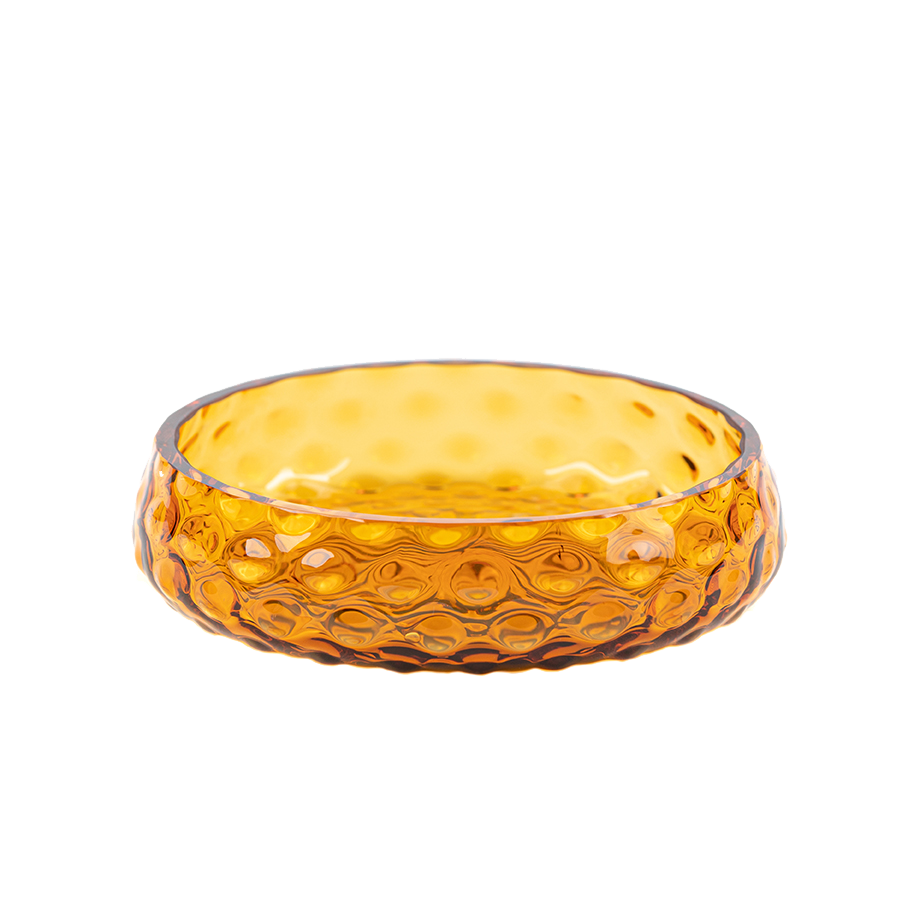 Bubble Glass Bowl Serving Kodanska Amber  