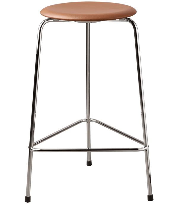 High Dot™ Stool FRITZ HANSEN Walnut leather & Chormed steel  