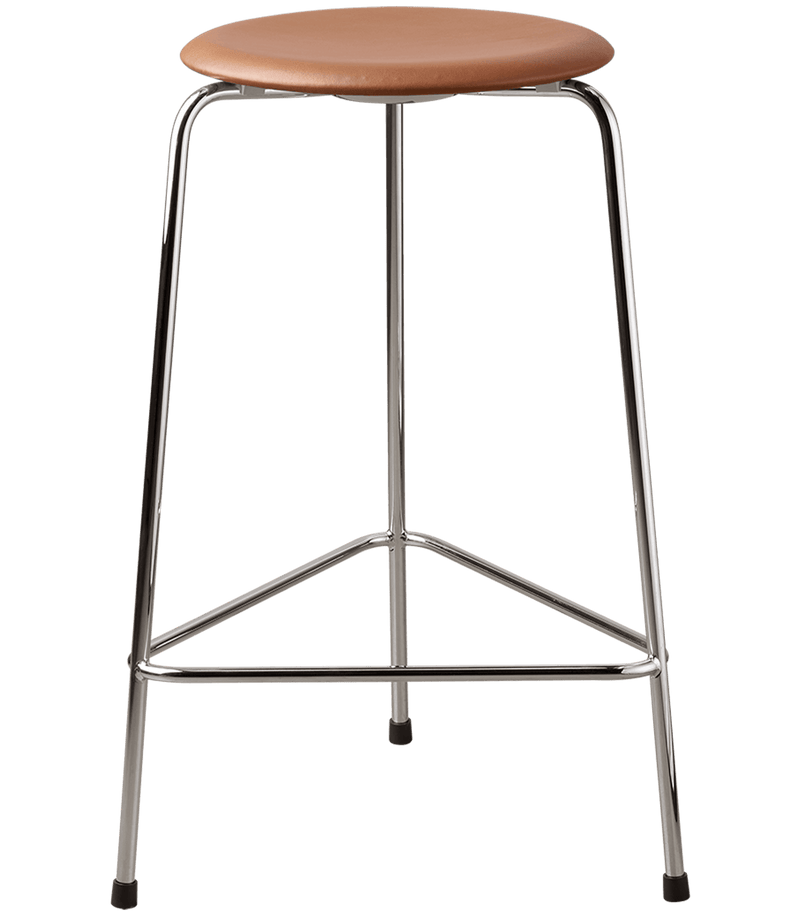 High Dot™ Stool FRITZ HANSEN Walnut leather & Chormed steel  