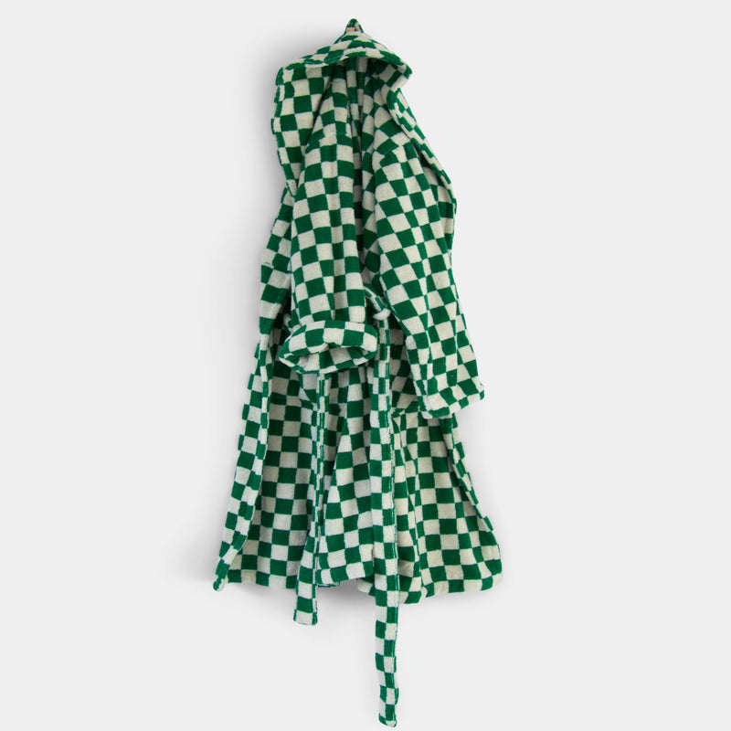 Organic Bathrobe, Check Bathrobe Homehagen Green S/M 