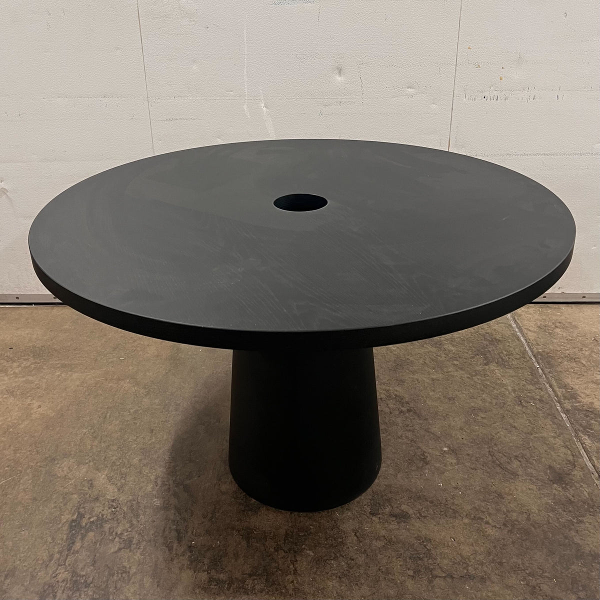 Container Table Demo Moooi 48"D x 30"H Black Stained Oak 