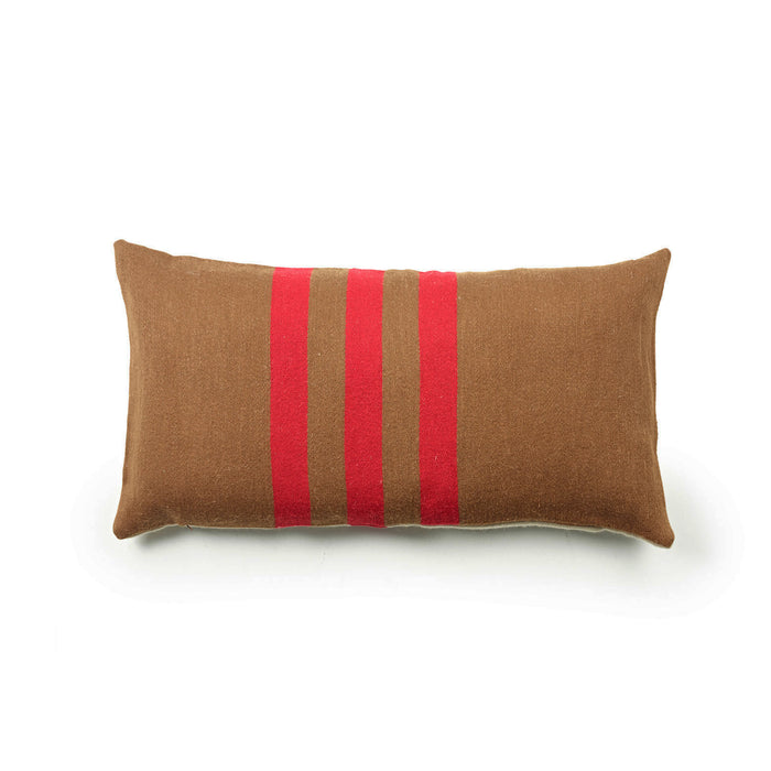 Manitoba Pillow Cover Throw Pillow Libeco 16"x31" Red Stripe With Fill