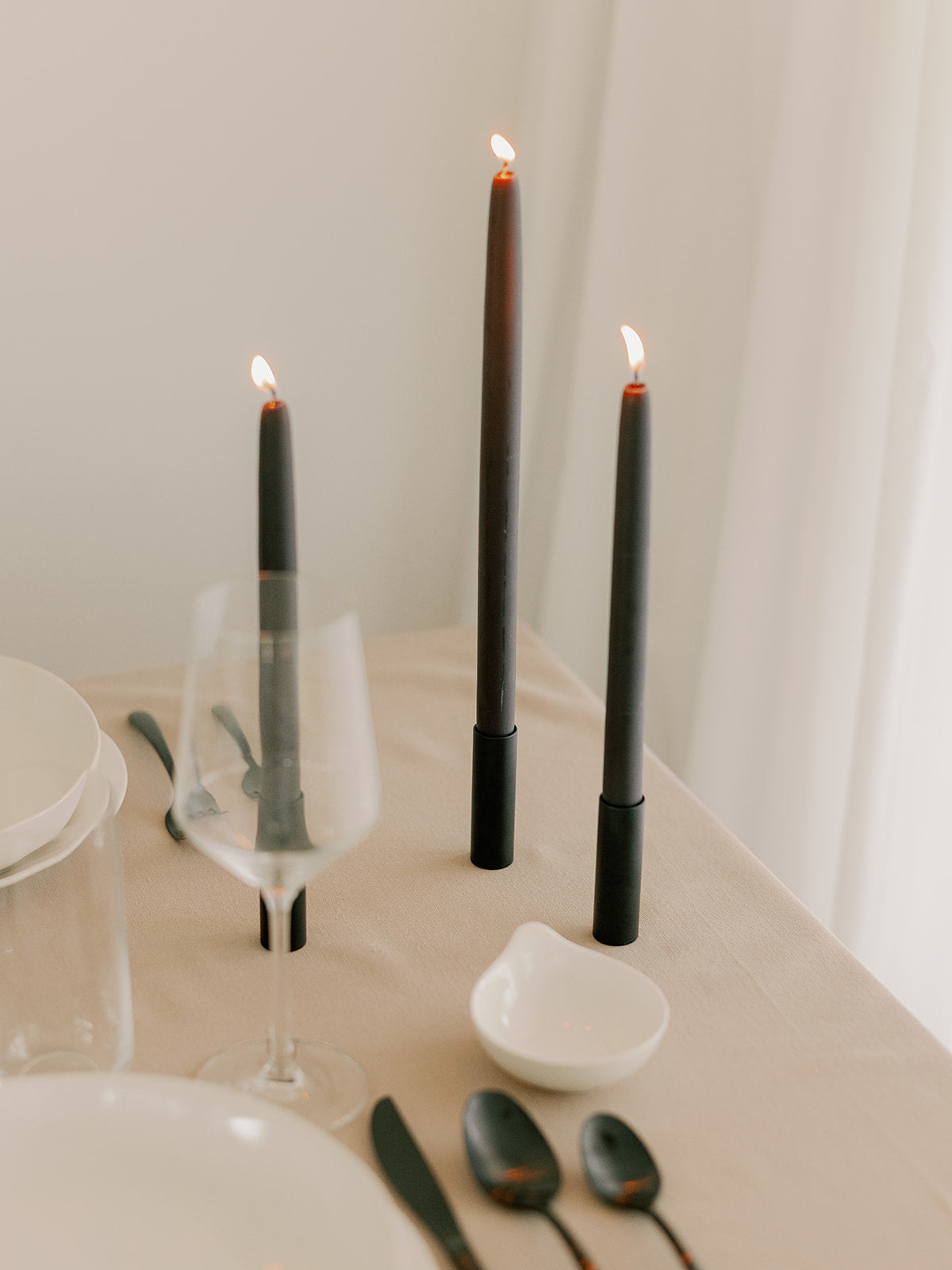 Dipped Beeswax Taper Candles, Charcoal Candle Mo & Co Home   