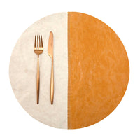 Round Spezzato Washable Paper Placemat Table Linens Uashmama Cachemire Camel  