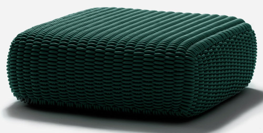 Square Ottoman Outdoor Pouf Shore Studios Monochrome Emerald  