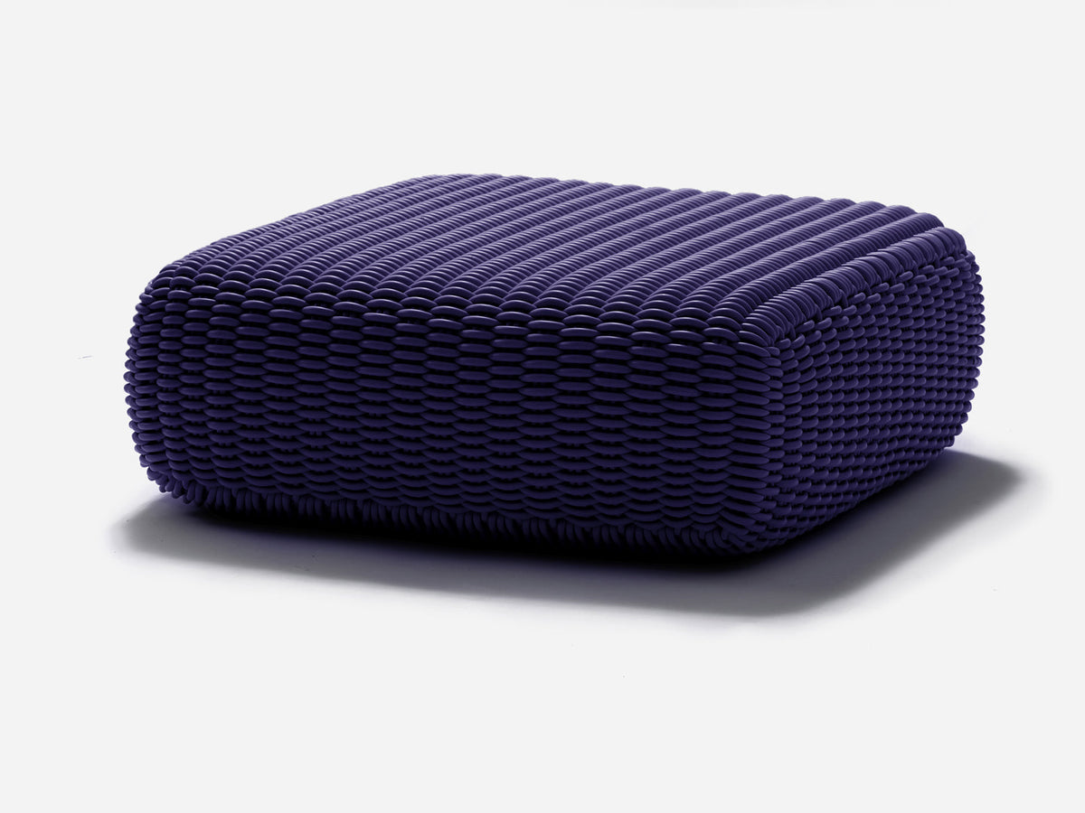 Square Ottoman Outdoor Pouf Shore Studios Monochrome Plum  