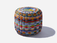 Round Stool, Multistripe Outdoor Ottoman Shore Studios Short Overlay Dazzle 