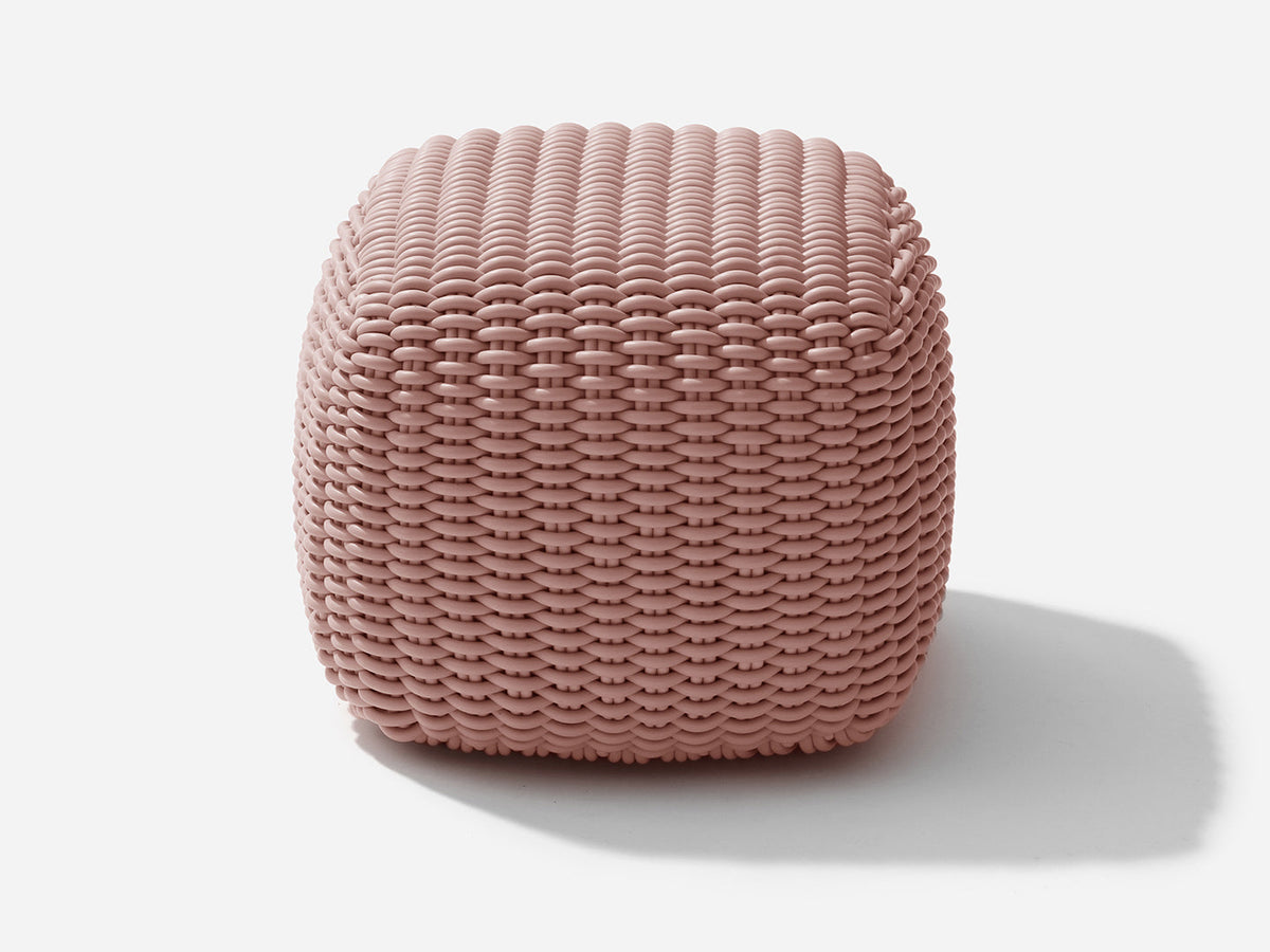 Square Stool Outdoor Ottoman Shore Studios Monochrome Blush  