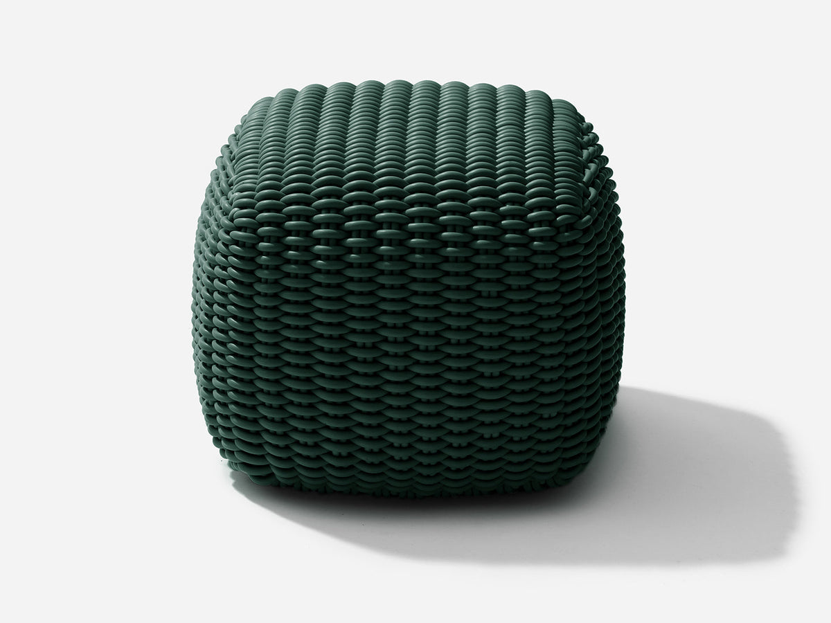 Square Stool Outdoor Ottoman Shore Studios Monochrome Emerald  