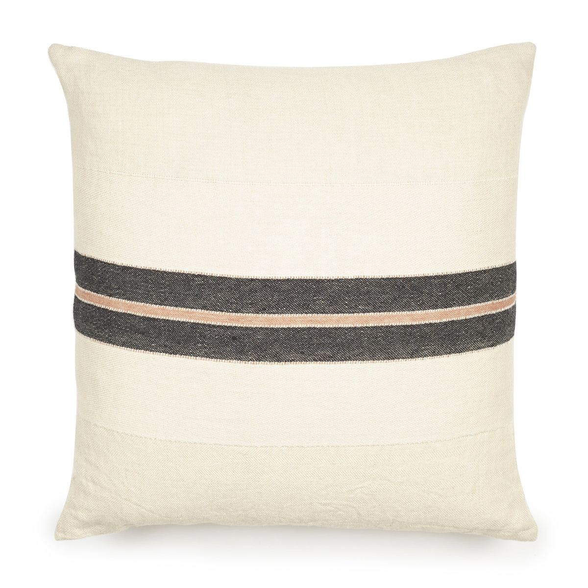 Black Stripe Patagonian Pillow Throw Pillow Libeco 25" x 25" Without Fill 