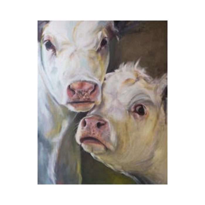 Two Cows Artwork Art Print Art by Leah 52" x 65"  