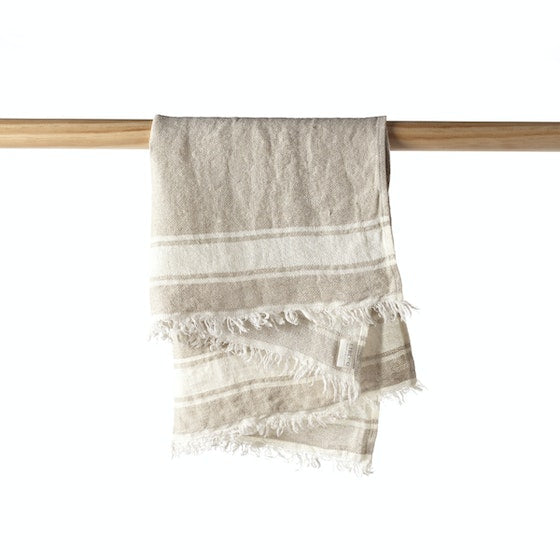 Flax Stripe Guest Towel Hand Towel Libeco   