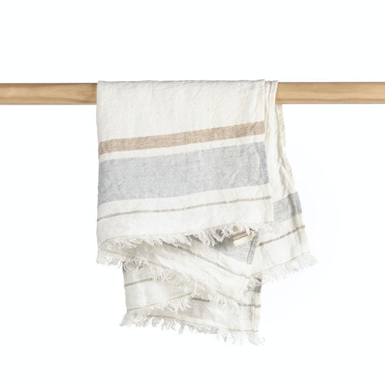 Oyster Stripe Guest Towel Towel Libeco   