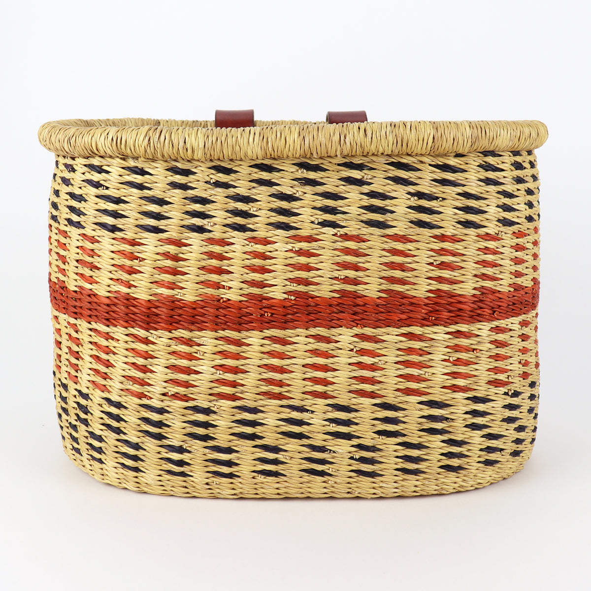 Bicycle Basket, LG Bicycle Basket Baba Tree Rust Stripe + Black Dash Large 