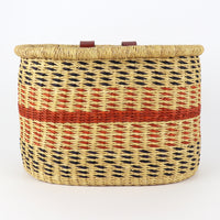 Bicycle Basket, LG Bicycle Basket Baba Tree Rust Stripe + Black Dash Large 