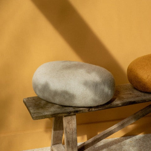 Felted Rocky Floor Cushion Pouf Muskhane Light Stone  