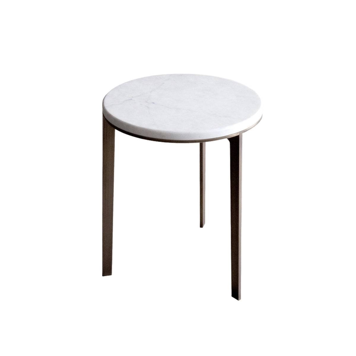 Side Table Side Table Bensen 15" D x 17.75" H Carrara Marble Bronzato