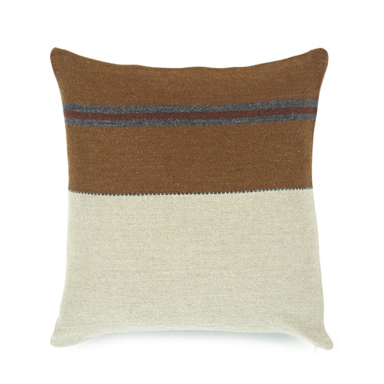 The Highland Stripe Pillow, Leather Throw Pillow Libeco 20" x 20" With Fill 