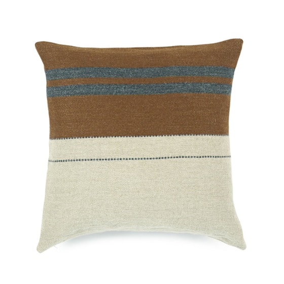 The Highland Stripe Pillow, Smoke Throw Pillow Libeco 20" x 20" With Fill 