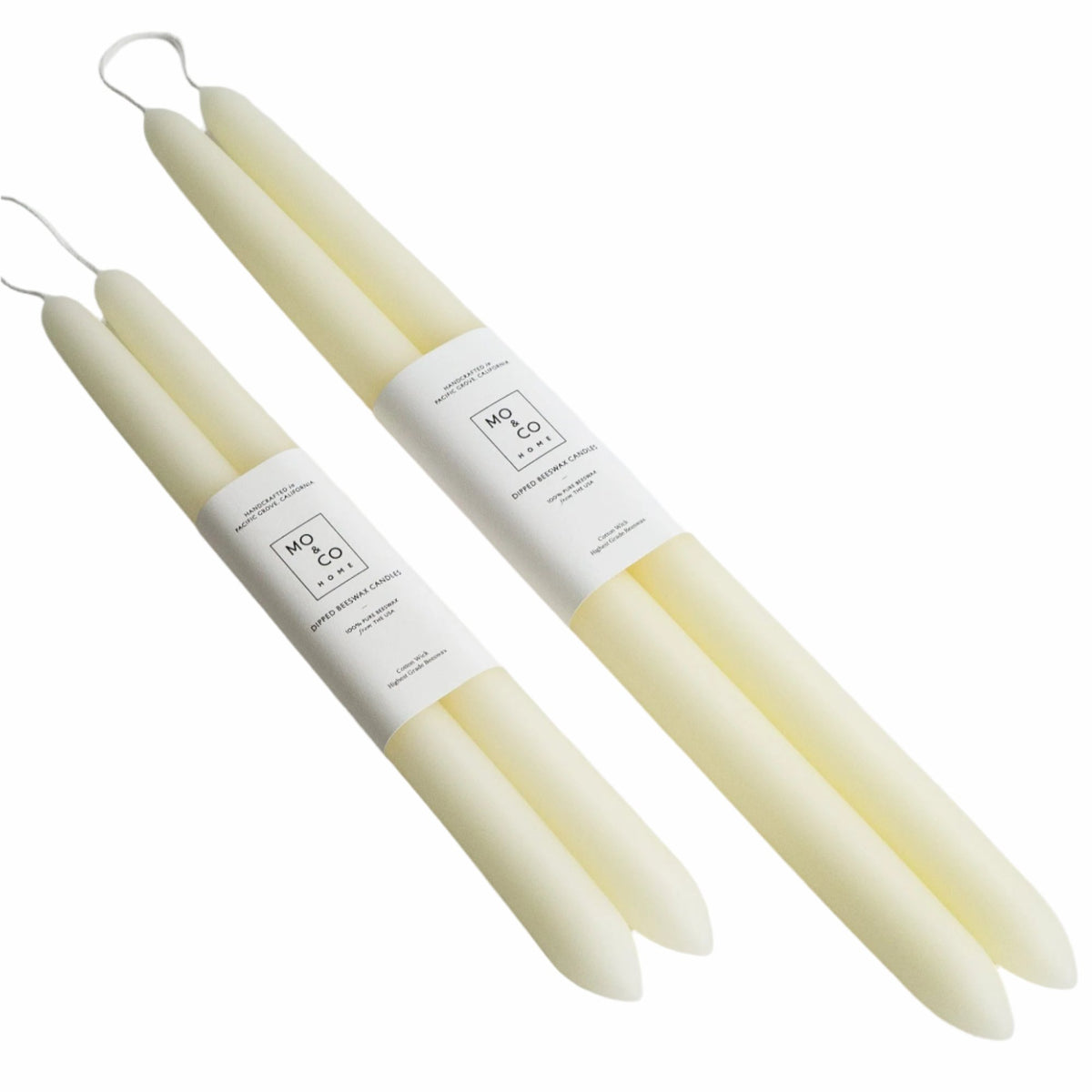 Natural White Beeswax Taper Candles Candle Mo & Co Home 10"  