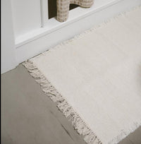 Cotton Bath Mat Area Rug Nodi White  