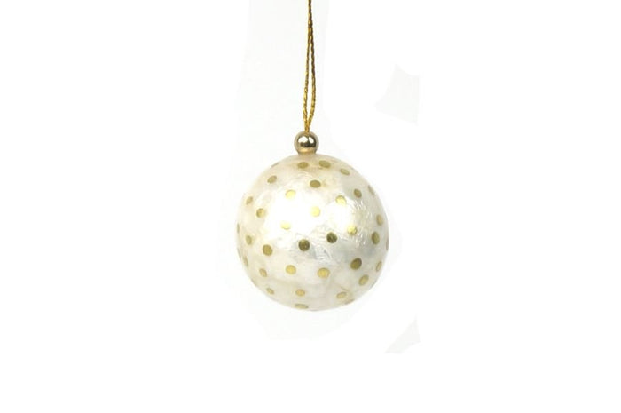 Ornament, Small White/Gold Holiday Ornaments Kinta   