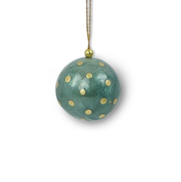 Small Christmas Ball Ornament, Dots in Blue/Gold Holiday Ornaments Kinta   