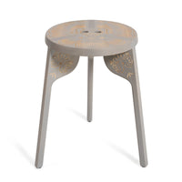 Tattoo Stool Folk Stool Zanat 12" Diameter x 17.5" H Maple Grey Stain 