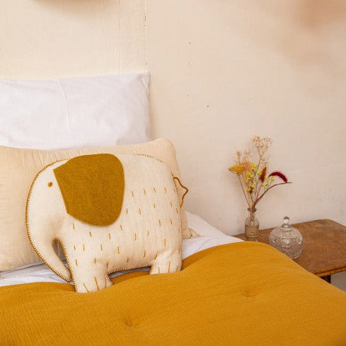 Yellow elephant pillow sales