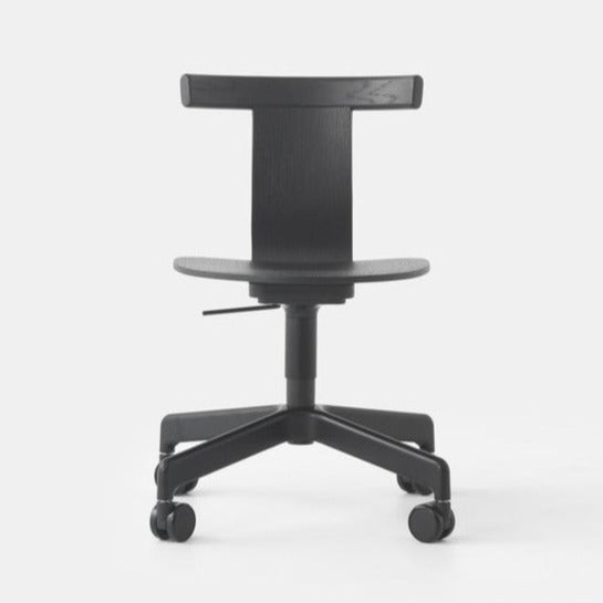 Jiro Swivel Chair Task Chair Resident Natural Oak Black Base w/ Castors 