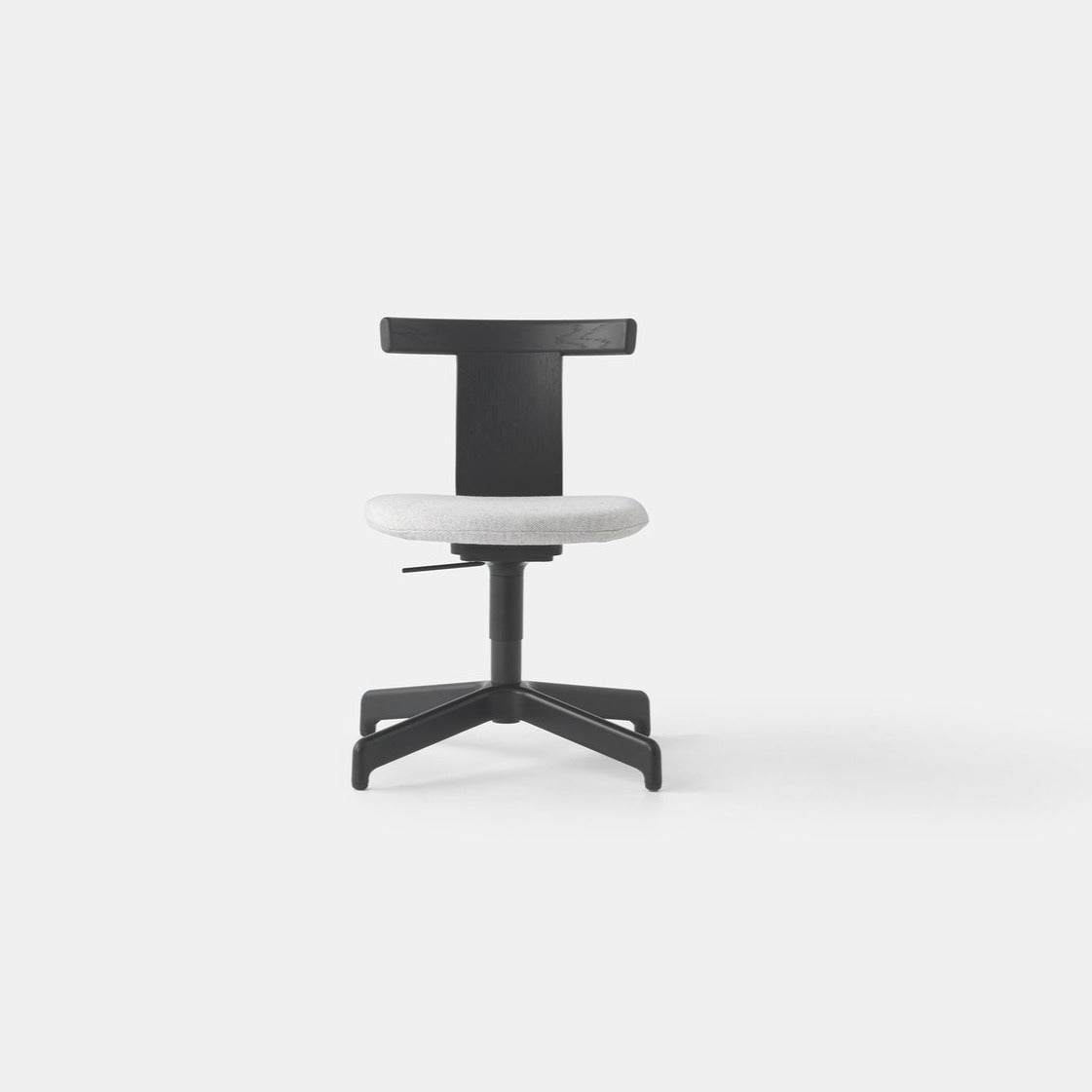 Jiro Swivel Chair with Upholstered Seat Task Chair Resident Black Oak Black Base Synergy by Camira