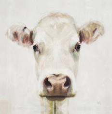 One Cow Artwork Art Print Art by Leah 10" x 10"  