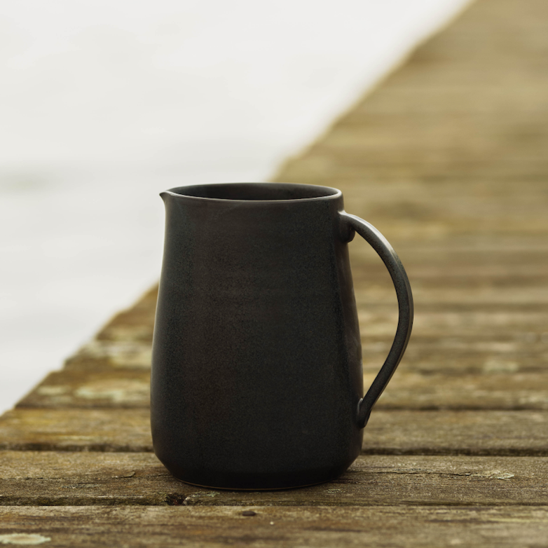 Wheel Thrown Jug with Handle Pitcher Stone by Tone   