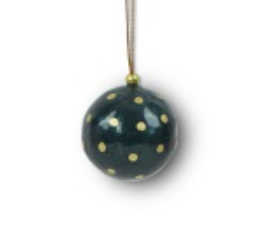 Small Christmas Ball Ornament, Dots in Anthracite/Gold Holiday Ornaments Kinta   