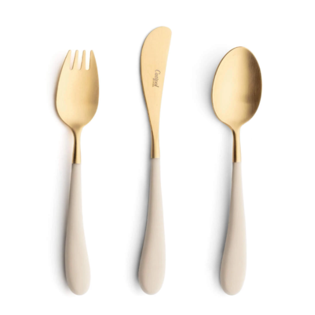 Alice Children's Set Silverware Cutipol Brushed Gold/Ivory  