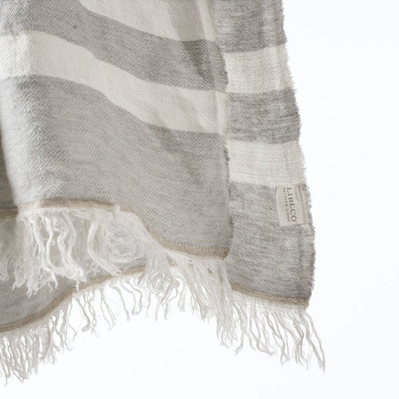 Gray Stripe Fouta Throw Libeco   