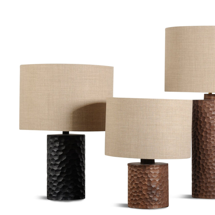 Touch Lamp Lamp Zanat Medium (Base 6”d x 9.5”h. Lampshade 14”d x 9.5”h) Black Stained Maple 