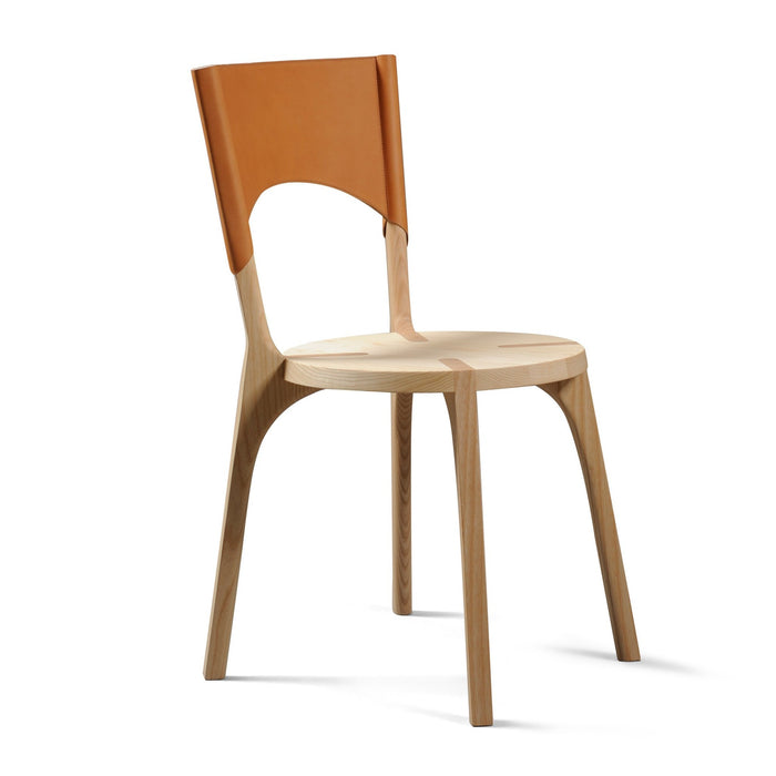 Cafe Tattoo Chair Plain Dining Chair Zanat Oiled Oak Natural Saddle Leather With Seat Cushion