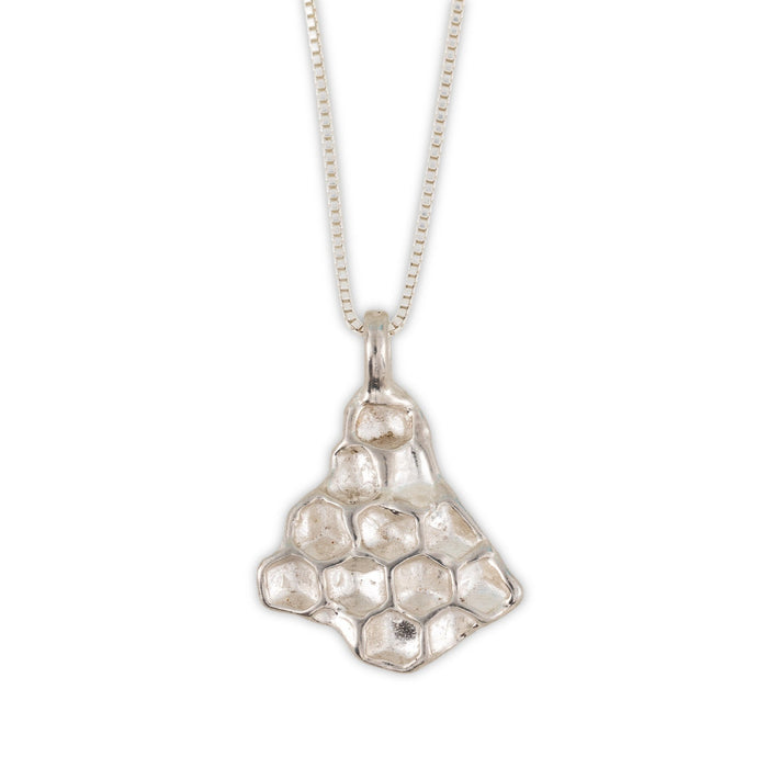 Silver Honeycomb Pendant Necklace Samuel Valensky Jewelry   